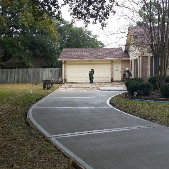 A new and finished concrete driveway