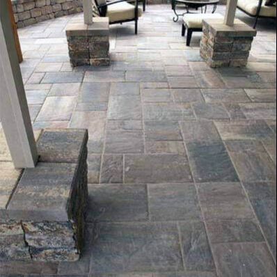 A concrete patio that is stamped 