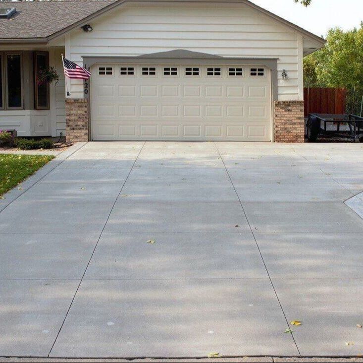 A new finished concrete driveway 